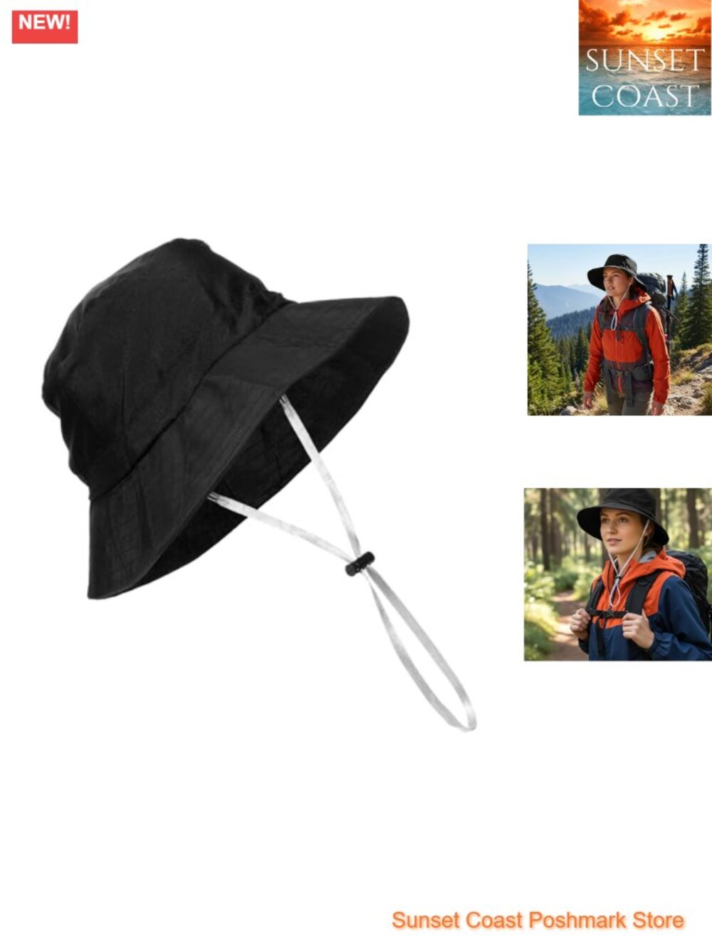 Outdoor Waterproof Bucket Hat with Adjustable Chin Strap